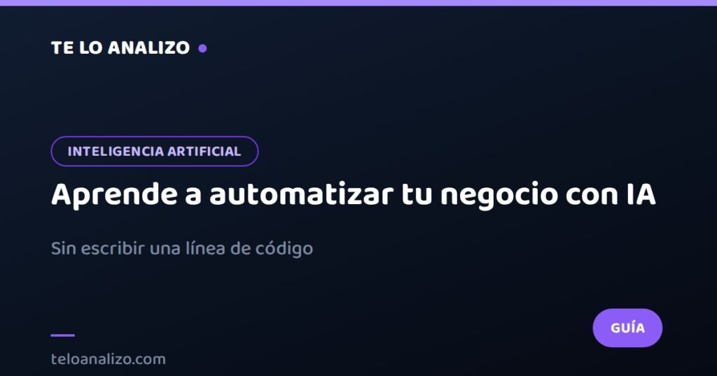 Tarjeta destacada: Aprende a automatizar tu negocio con IA — Te Lo Analizo